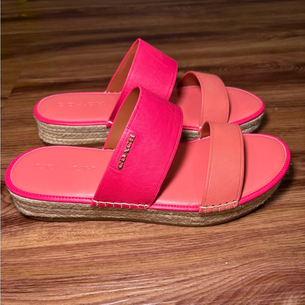 Coach Leather Espadrille Slides